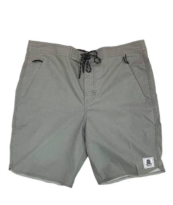LOCALS ROYAL BOARD SHORT W/ ZIPPERED SIDE SEAM AND REAR POCKETS OLIVE