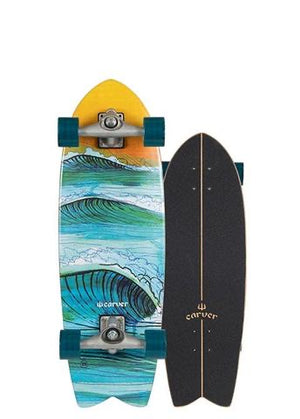 CARVER Super Surfer Complete Skateboard w/ CX Raw AQUA BLUE