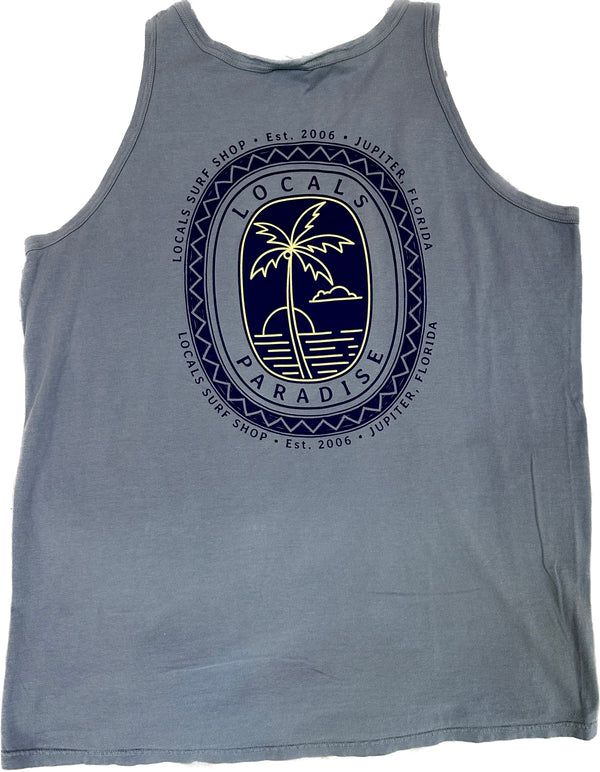 LOCALS MENS PARADISE PALM INSPIRED DYE TANK TOP SALTWATER